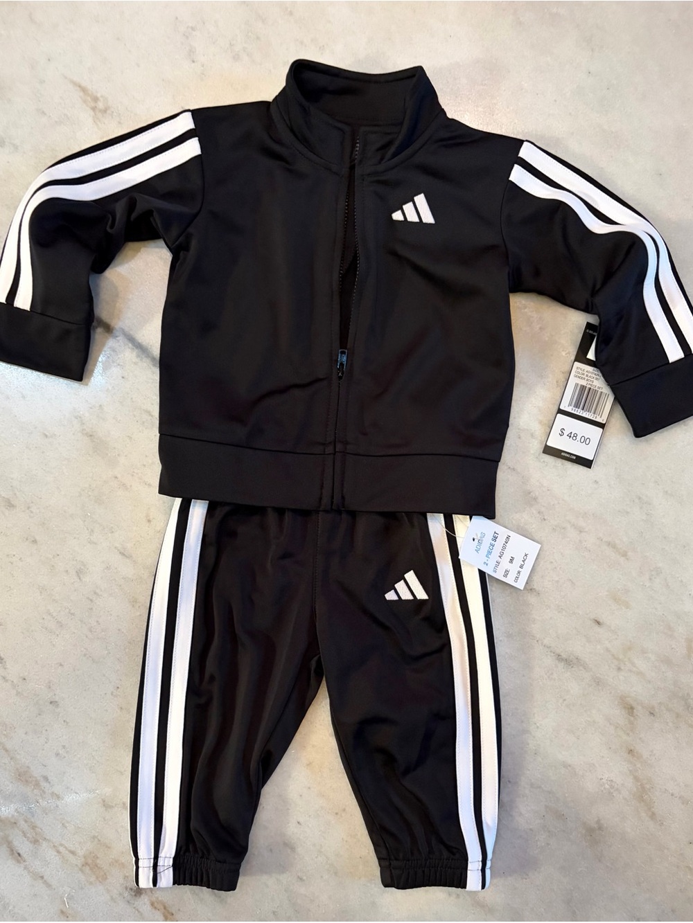 adidas Black & White Kids 2-Piece Swim Rashguard Set